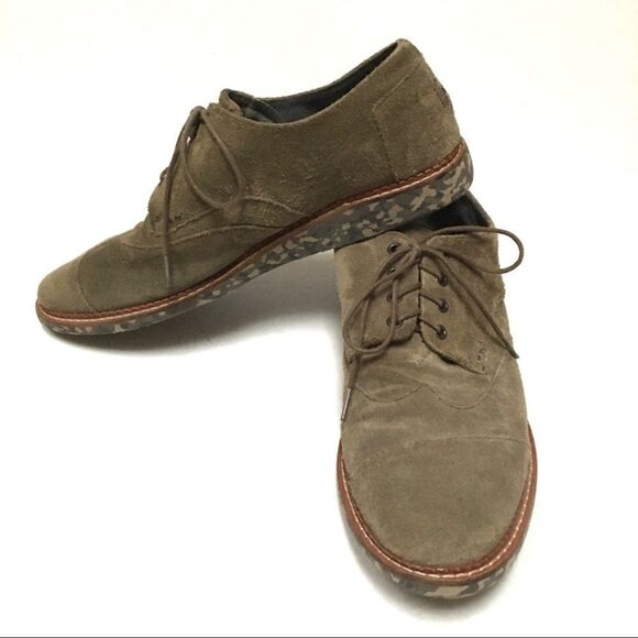 Toms camo wing tip suede oxford loafers 12 - Picture 1 of 8